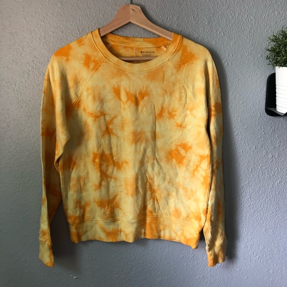 Athleta Tops - Athleta Sundown Sweatshirt Yellow Tie Dye size xs